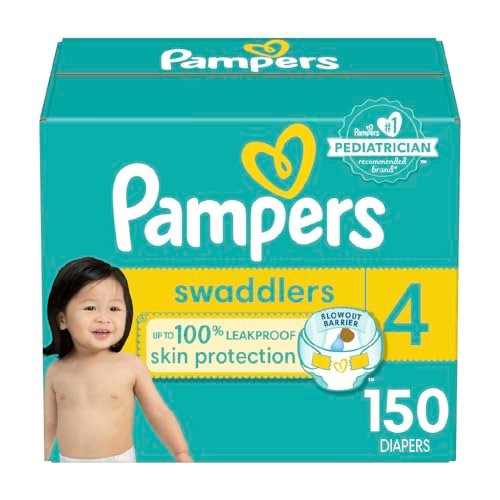 Pampers Diapers Size 4, 150 Count - Pampers Swaddlers Disposable Baby Diapers (Packaging & Prints May Vary)