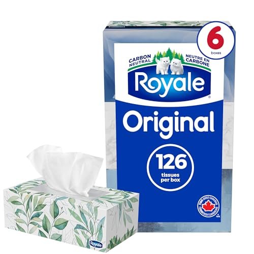 Version 1.0.0 Royale Original 2 Ply Facial Tissue, Soft & Strong, 6 Tissue Boxes, 126 Tissues Per Box - Image 1