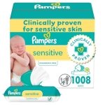 Pampers Baby Wipes Sensitive Perfume Free 12X Pop-Top Packs 1008 Count
