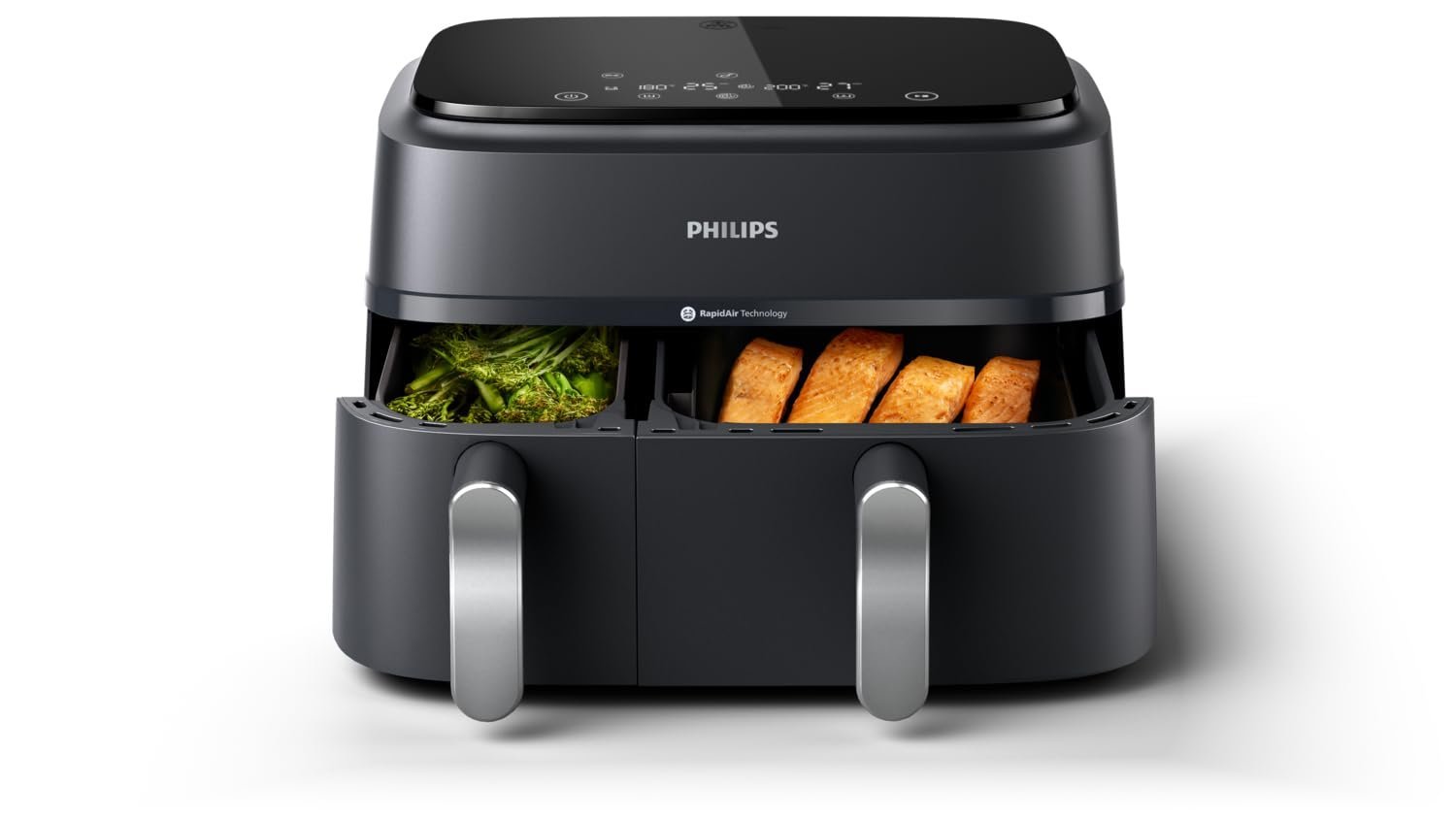 Philips 3000 Series Dual Basket Air Fryer, 8 Ways to Cook, 9.5 Qt, Black