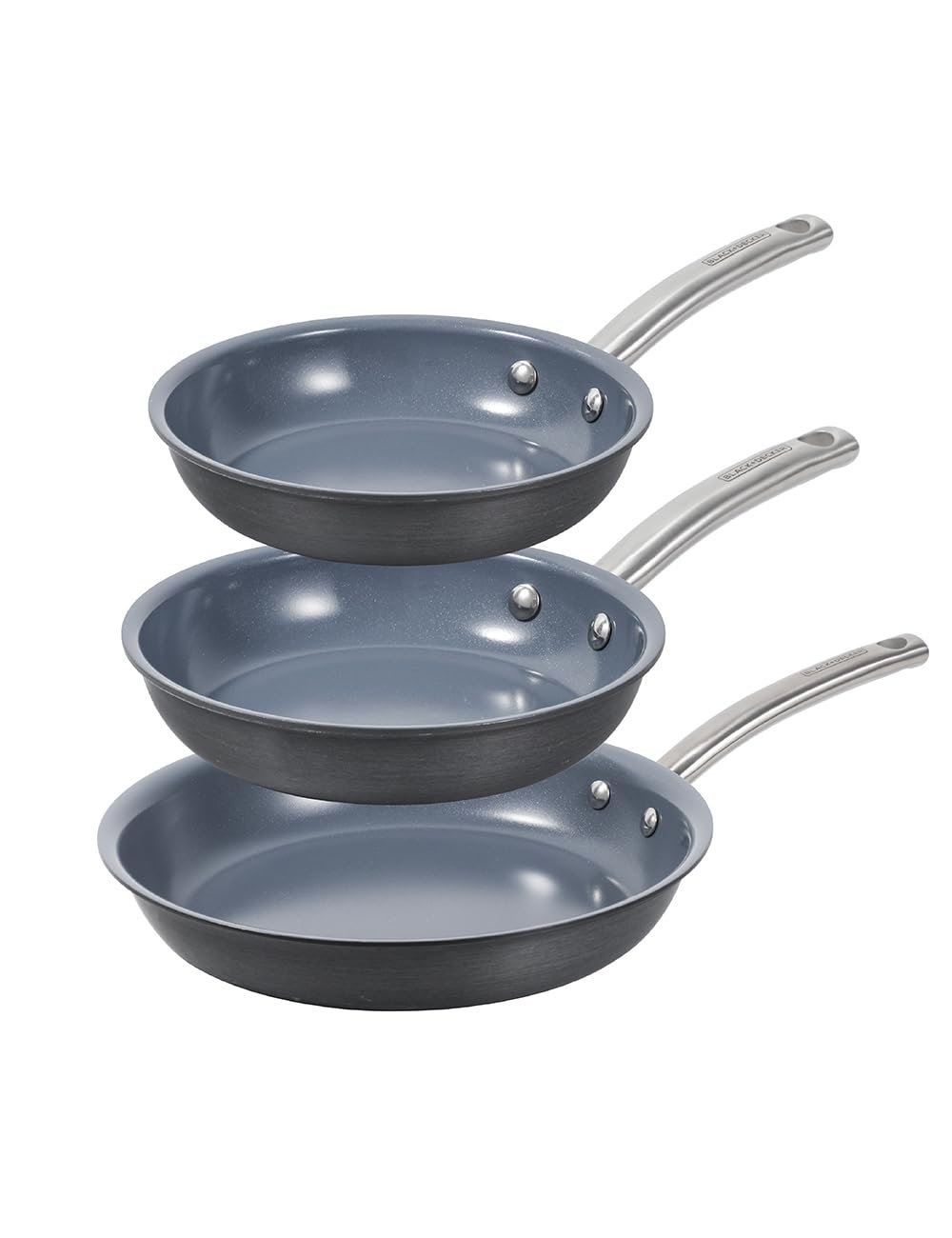 BLACK+DECKER 3-Piece Ceramic Hard Anodized Aluminum Skillet Set, BDK120B