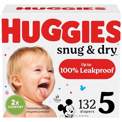 Version 1.0.0 Huggies Snug & Dry Disposable Baby Diapers, Size 5, 132 Count - Image 1