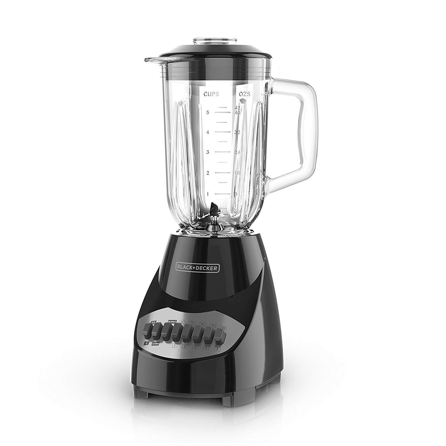 611eZN53IL.jpg BLACK+DECKER Countertop Blender with 6-Cup Glass Jar, 10-Speed Settings, Black, BL2010BG - Image 1