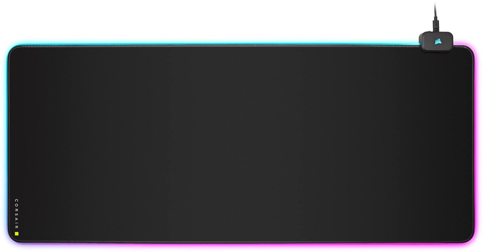 Corsair MM700 RGB Extended Cloth Gaming Mouse Pad - 36.6" x 15.8" - 360° RGB Lighting - Two USB Port Hub - Thick Rubber - Black