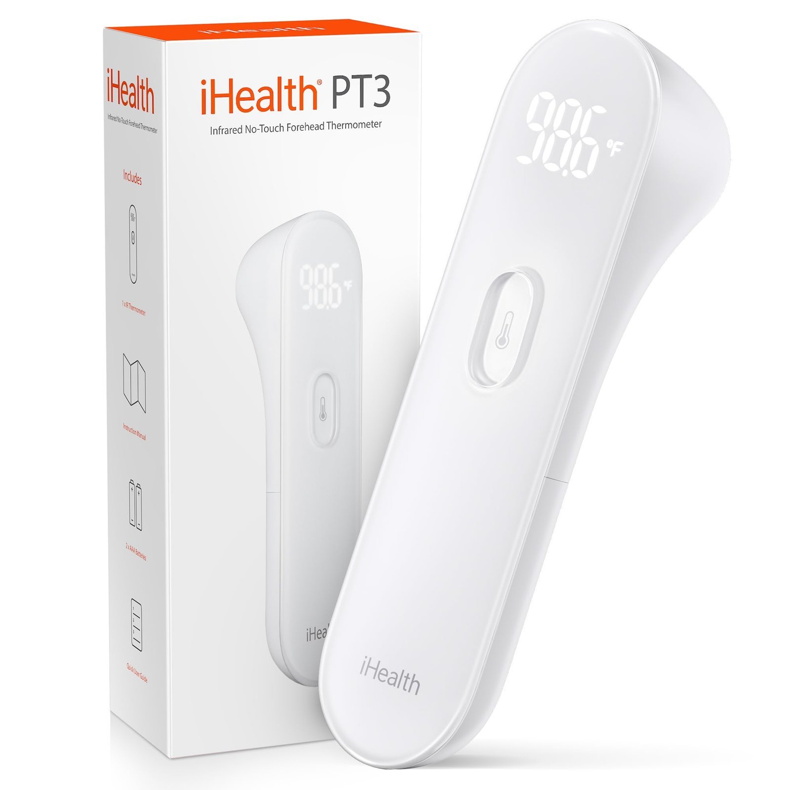iHealth No-Touch Forehead Thermometer for Adults, Kids, Babies PT3