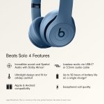Beats Solo 4 - Wireless On-Ear Bluetooth Headphones, Up to 50-Hour Battery Life, Ultra-Lightweight Comfort, Powerful and Balanced Sound, Apple & Android Compatible - Slate Blue - Image 2