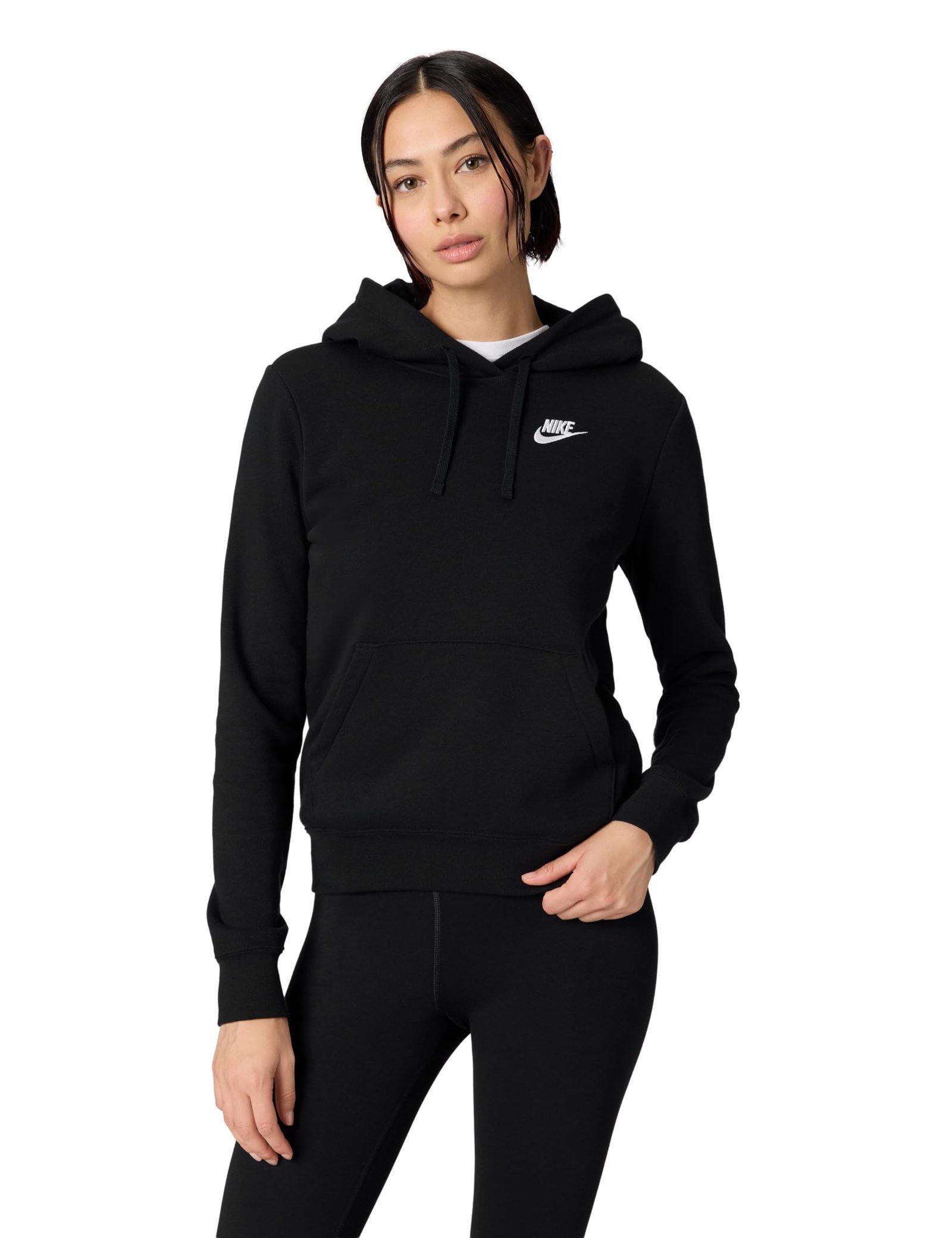 61YdNYCxB9L.jpg Nike Women's Sportswear Club Fleece Pullover Hoodie, Black/White, X-Large - Image 1