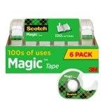 Scotch Magic Tape, Invisible, 6 Tape Rolls with Dispenders