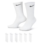Nike Unisex Everyday Cushioned Training Crew Socks (6 Pairs), White/Black, Large