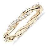 PAVOI 14K Gold Plated Twisted Rope CZ Eternity Ring for Women - Yellow Gold