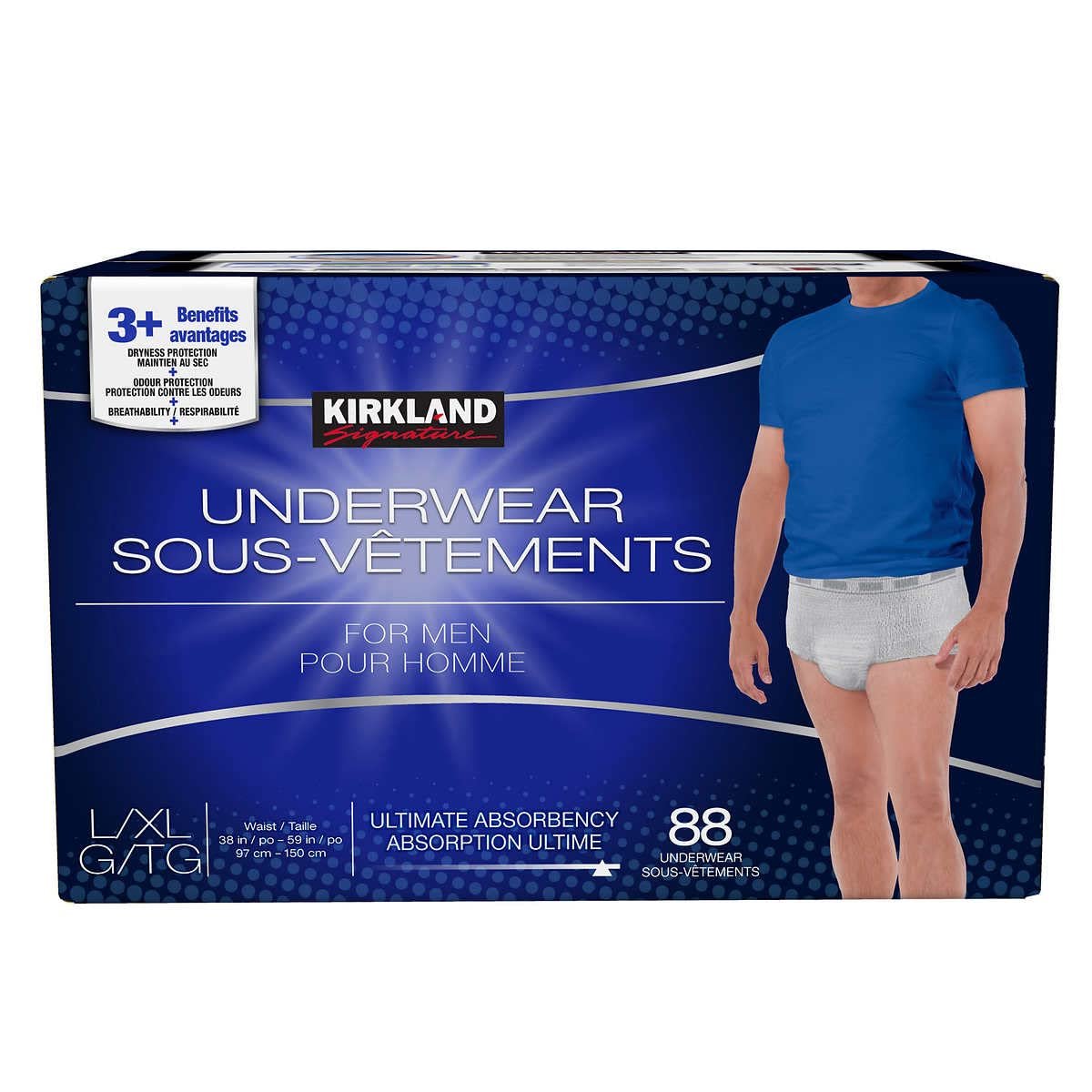 Version 1.0.0 Kirkland Signature Men's Protective Underwear, Large/X-Large, 88-Pack Grey - Image 1