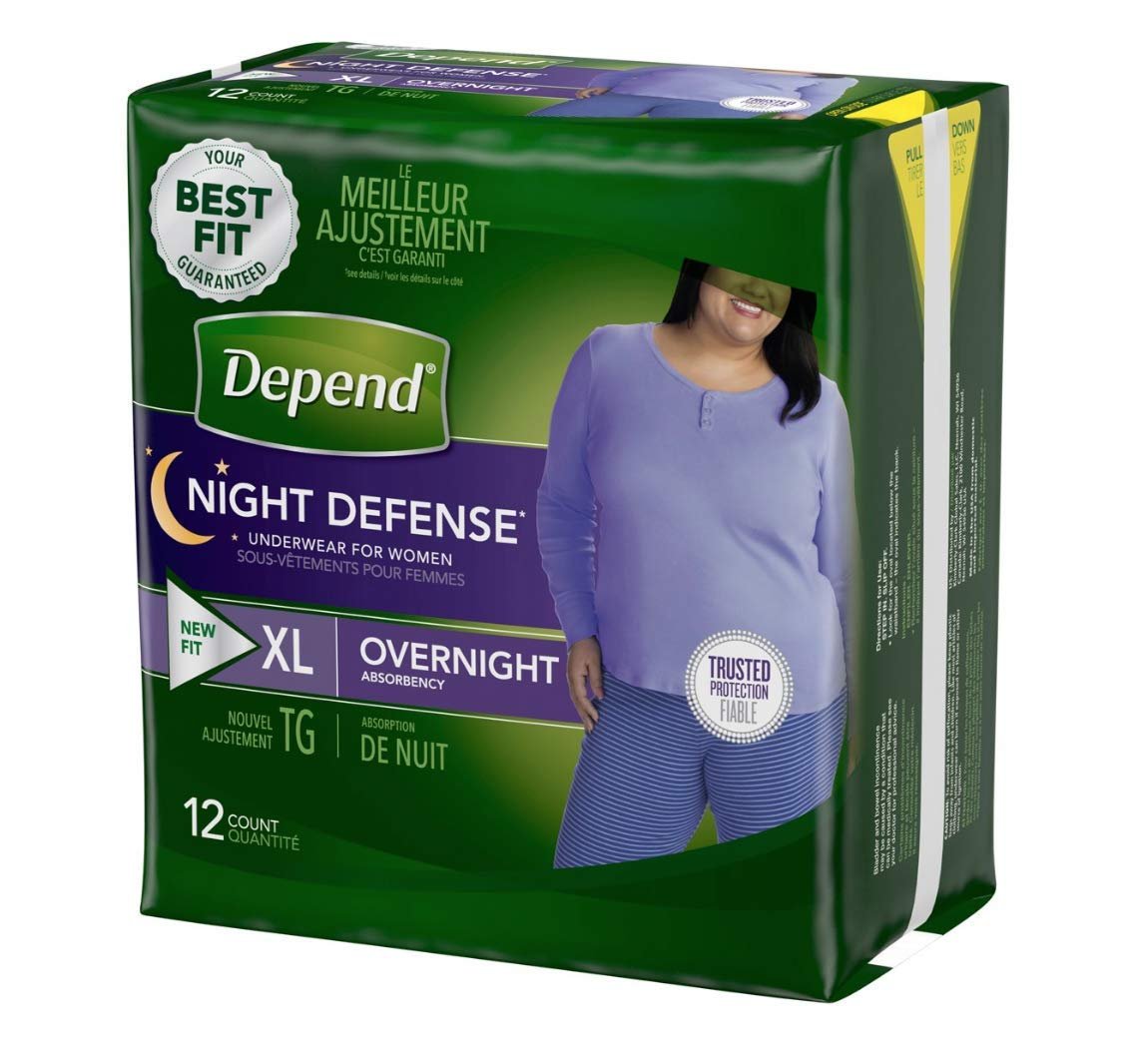 Extra Large Overnight Depends - Night Defense Incontinence Underwear for Women,12 count - XL