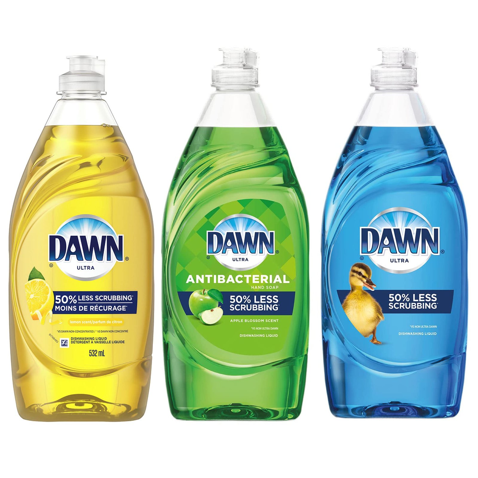Dawn Ultra Dishwashing Liquid Bundle | Lemon Scent 431ml | Apple Blossom Scent 532ml | Original Scent 532ml