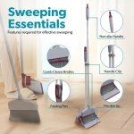 BLACK+DECKER Butler Broom & Dustpan Set - Stand-Up Design - Lightweight, Space-Saving Combo for Kitchen, Living Room, Bathroom, Lobby Floors - Home Cleaning Essential, Light Gray/Burgundy - Image 5