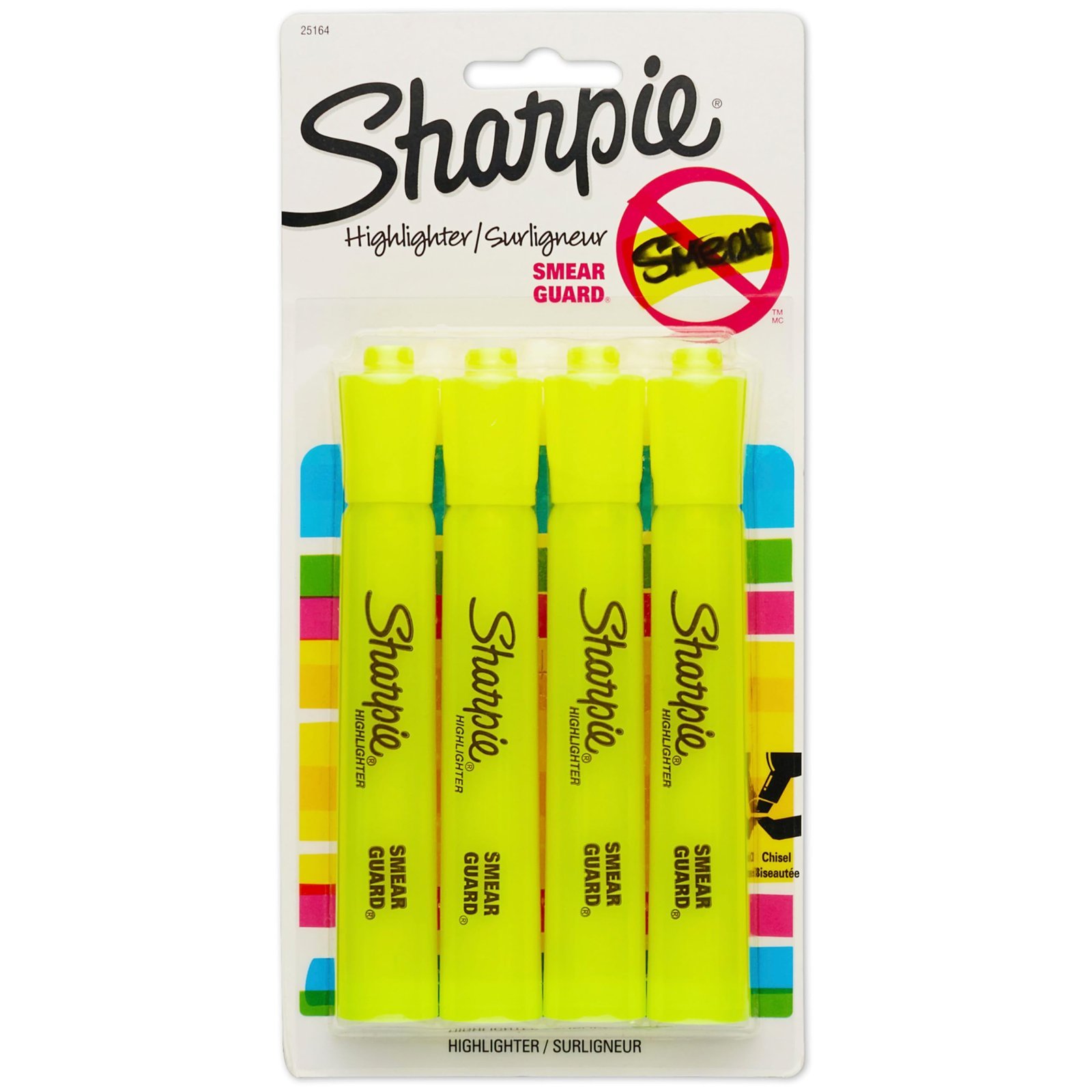 71DmFqcS8lL.jpg Sharpie Tank Yellow Highlighters Marker Set, Study Essentials, Chisel Tip, Ideal for Back to School and Teacher Supplies, Smear-Resistant, 4-Pack - Image 1