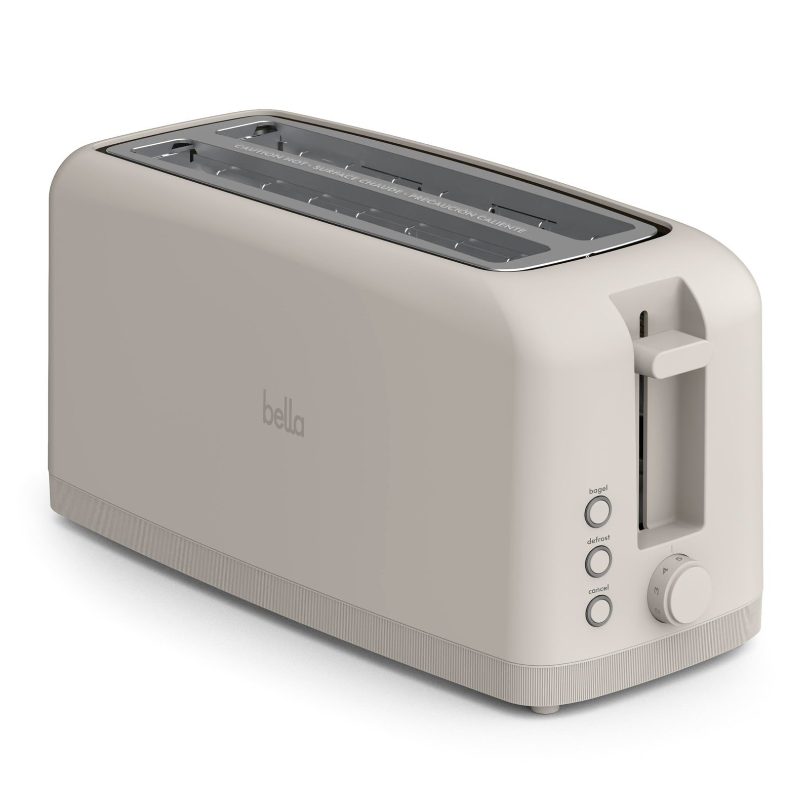 bella Fits-Anywhere™ Slim Toaster, 4 Slice Extra Long & Wide Slot, Oatmilk