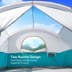 UNP Camping Tent 9 Person, Family Cabin Tent, 5 Large Ventilation Mesh Windows, 14'x14'x78 inches Tall with Dividers Curtain for 2 Room - Image 3