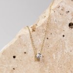 PAVOI CZ Dainty Solitaire Choker Necklace, 14K Gold Plated, Rose Gold, R - Image 4