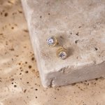 PAVOI Stud Earrings, 925 Silver, Yellow Gold, Size 9.5 Millimeters, Diamond - Image 6