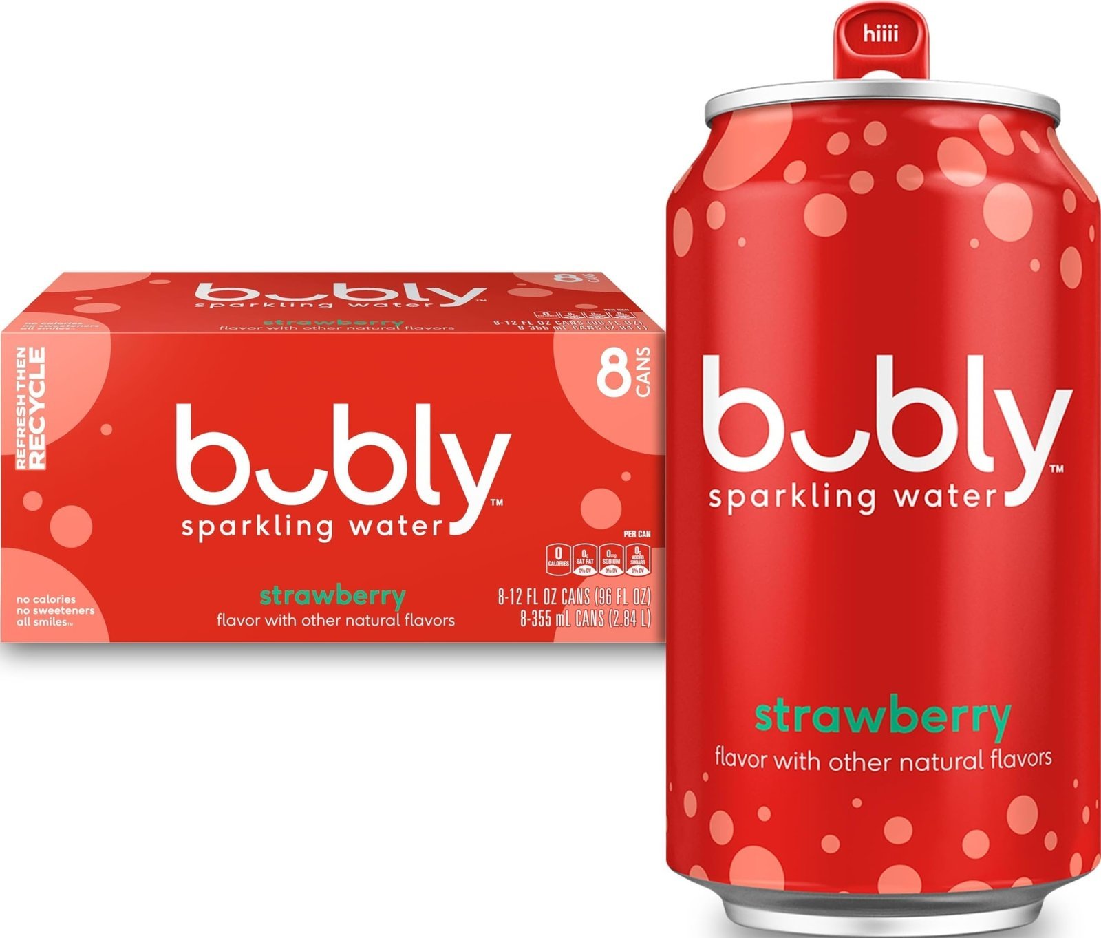 bubly Sparkling Water, Strawberry, 12 Fl Oz Cans (8 Pack)