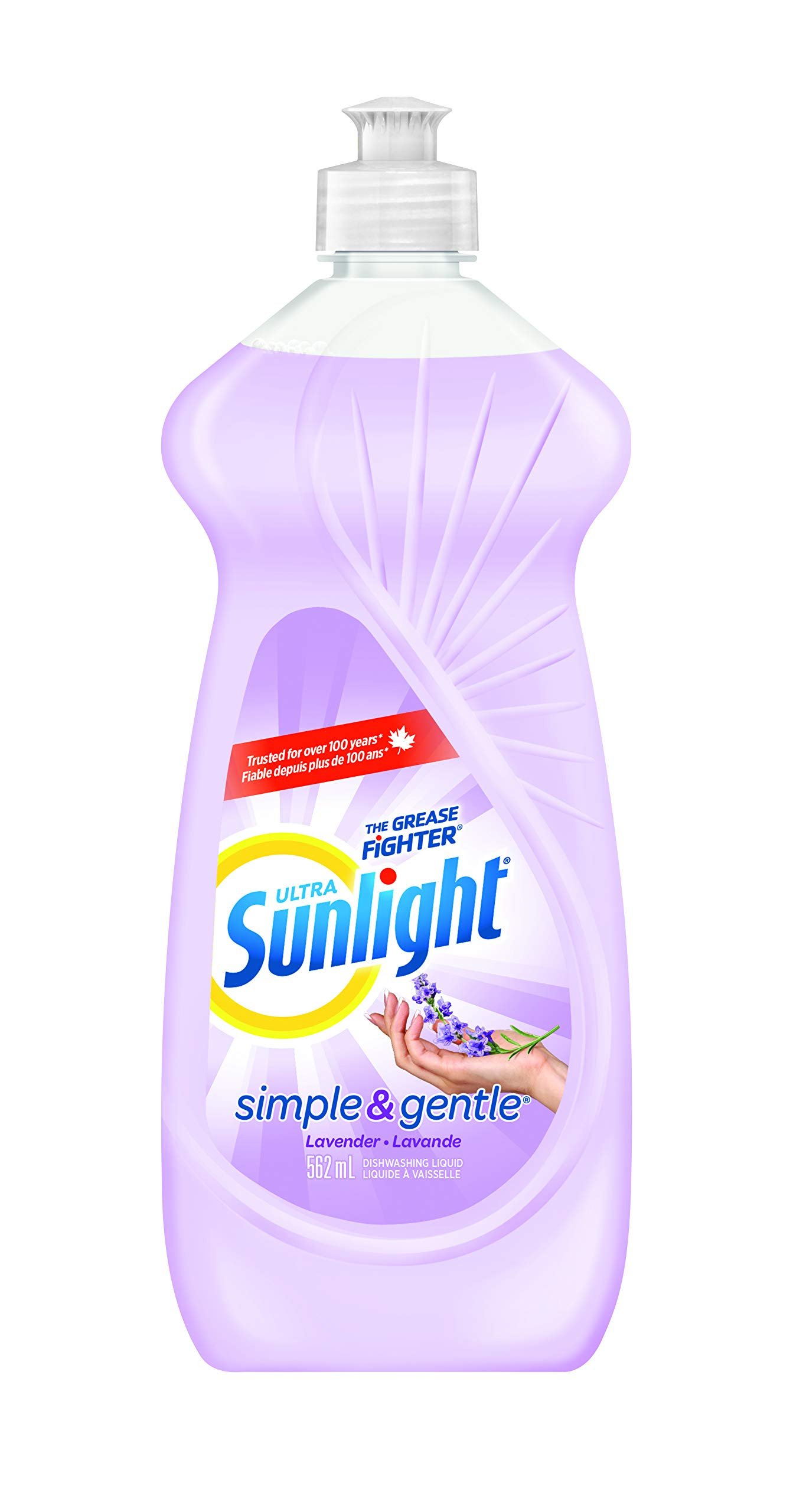 Version 1.0.0 SUNLIGHT 2457639 Ultra Simple & Gentle Dishwashing Liquid, Lavender, 562mL, White - Image 1