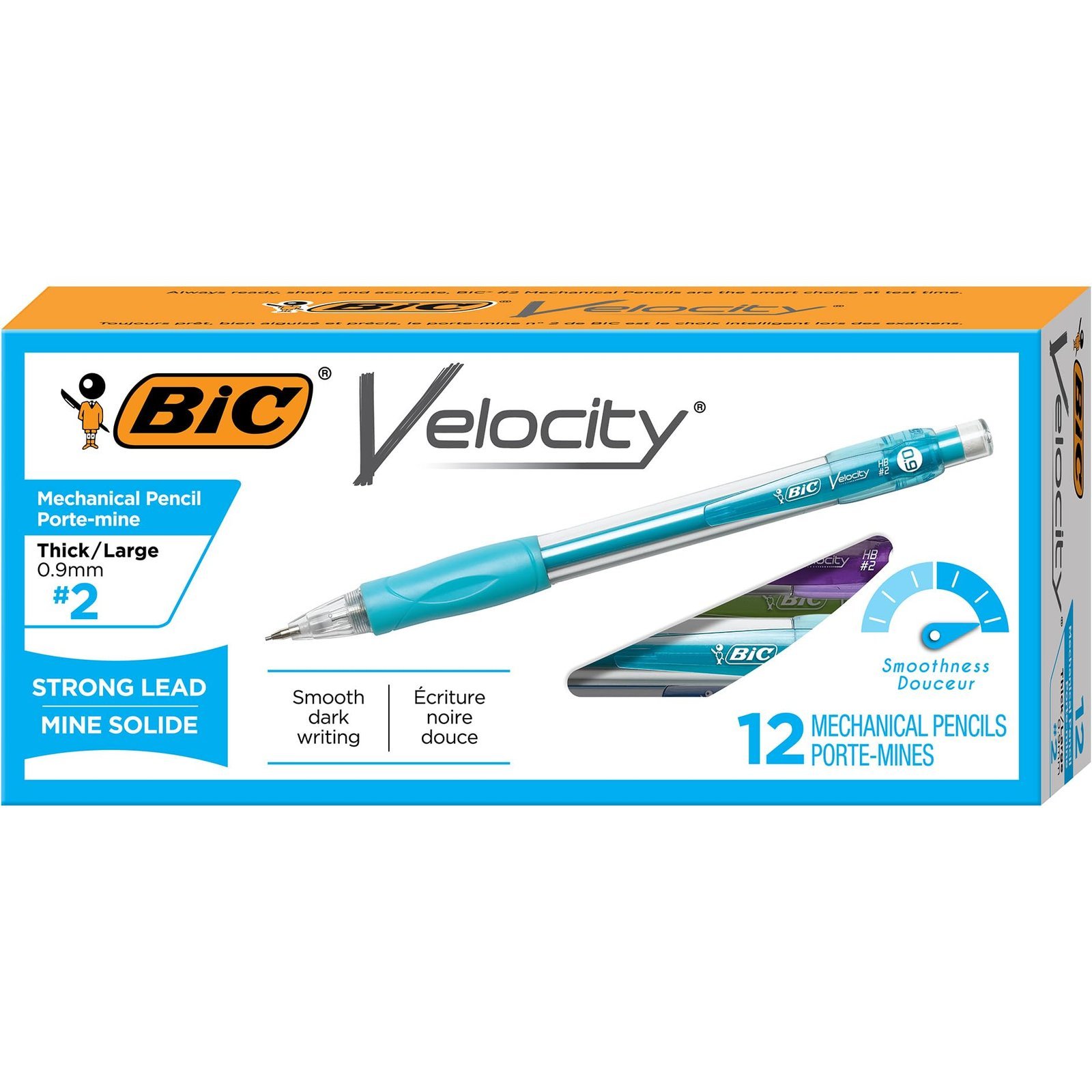 BIC Velocity Strong Lead Mechanical Pencils, Thick Point, 0.9 mm, 12-Count