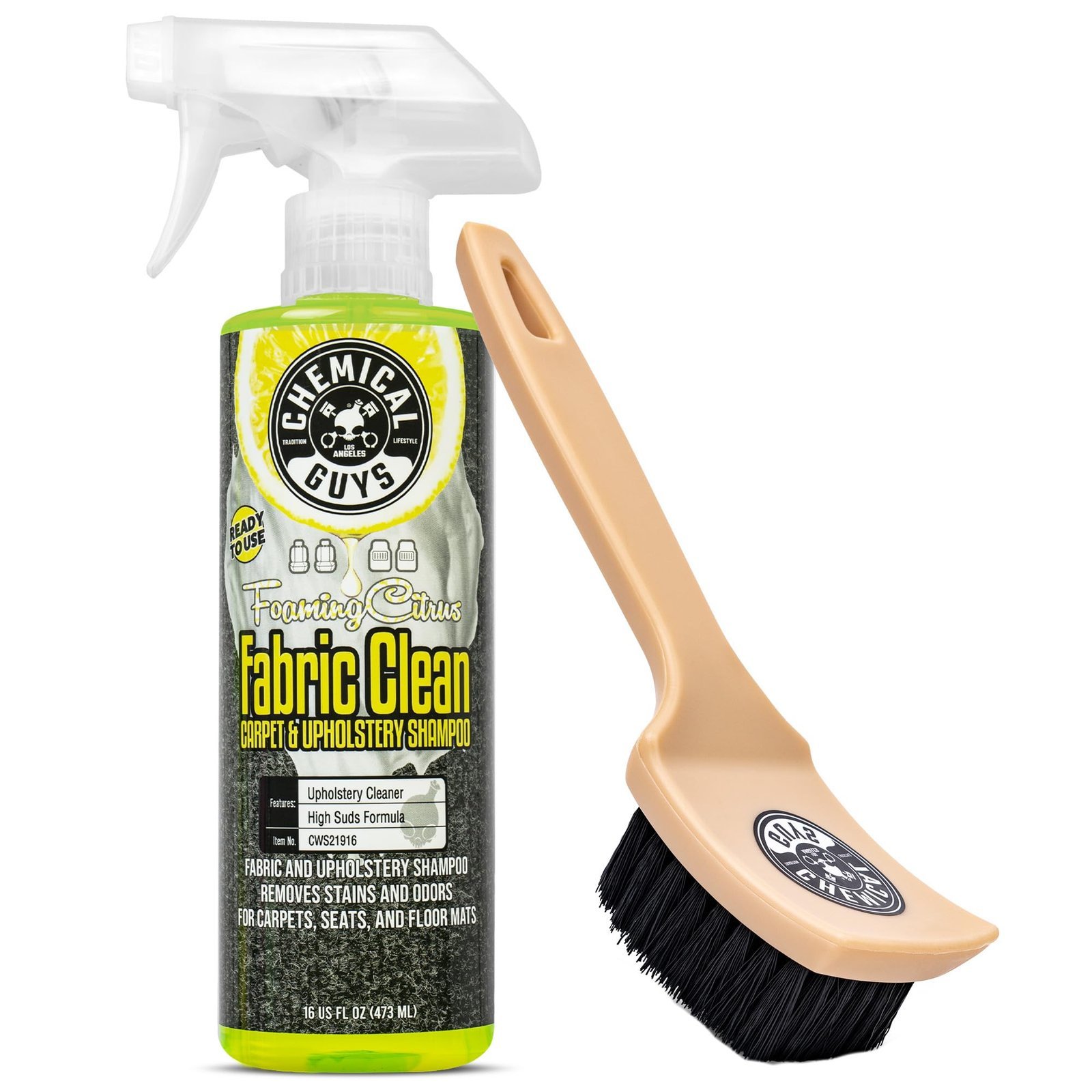 Chemical Guys, Citrus Fabric & Carpet Cleaner Spray with Brush Kit, 16 oz