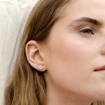 PAVOI Stud Earrings, 925 Silver, Yellow Gold, Size 9.5 Millimeters, Diamond - Image 3