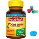 Nature_Made Potassium Gluconate 550 mg, Dietary Supplement for Heart Health Support, 100 Tablets, 100 Day Supply + Bonus Pill Organizer, Weekly Pill Organizer Mini