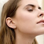 PAVOI Stud Earrings, 925 Silver, Yellow Gold, Size 9.5 Millimeters, Diamond - Image 5