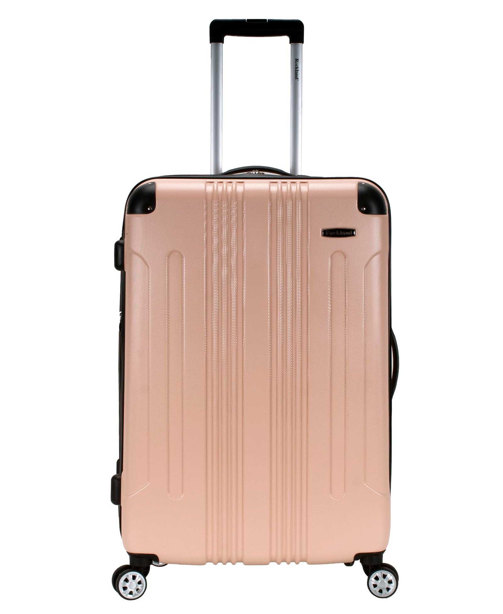 71zDh6F7K8L.jpg Rockland London Hardside Expandable Spinner Wheel Luggage, Checked Large 28", Champagne - Image 1