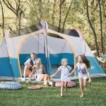 UNP Camping Tent 9 Person, Family Cabin Tent, 5 Large Ventilation Mesh Windows, 14'x14'x78 inches Tall with Dividers Curtain for 2 Room - Image 6