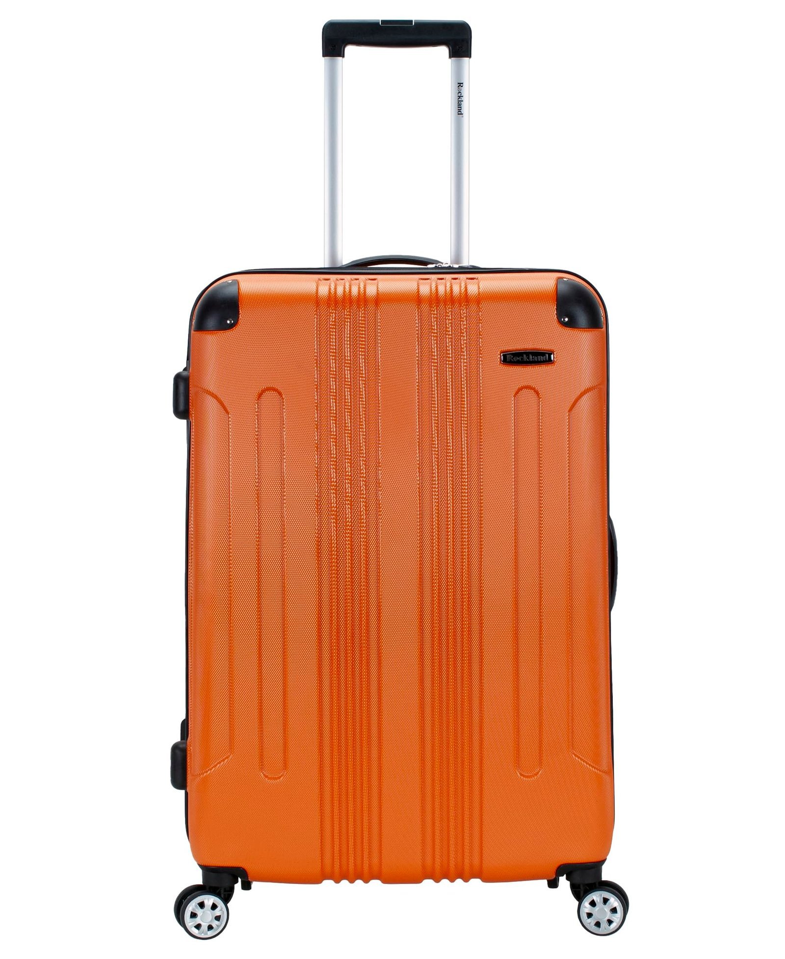 Rockland London Hardside Expandable Spinner Wheel Luggage, Checked Large 28", Orange