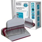 BLACK+DECKER Butler Broom & Dustpan Set - Stand-Up Design - Lightweight, Space-Saving Combo for Kitchen, Living Room, Bathroom, Lobby Floors - Home Cleaning Essential, Light Gray/Burgundy