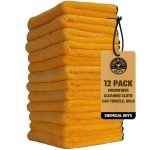 Chemical Guys, Professional Microfiber Towels, 16 x 16 in, Gold, 12 Pack