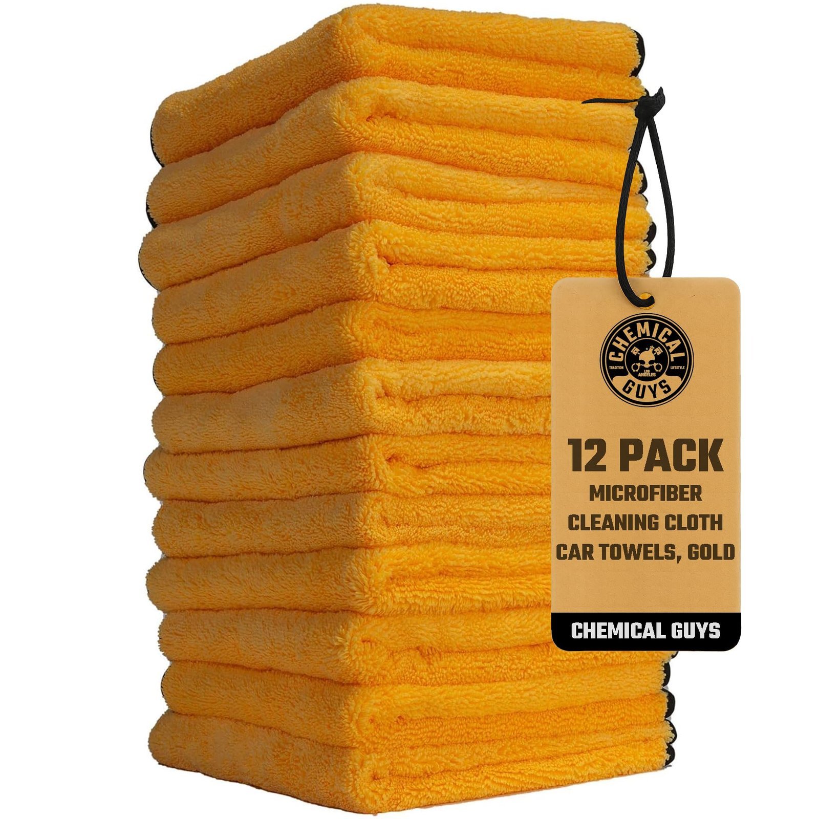 Chemical Guys, Professional Microfiber Towels, 16 x 16 in, Gold, 12 Pack