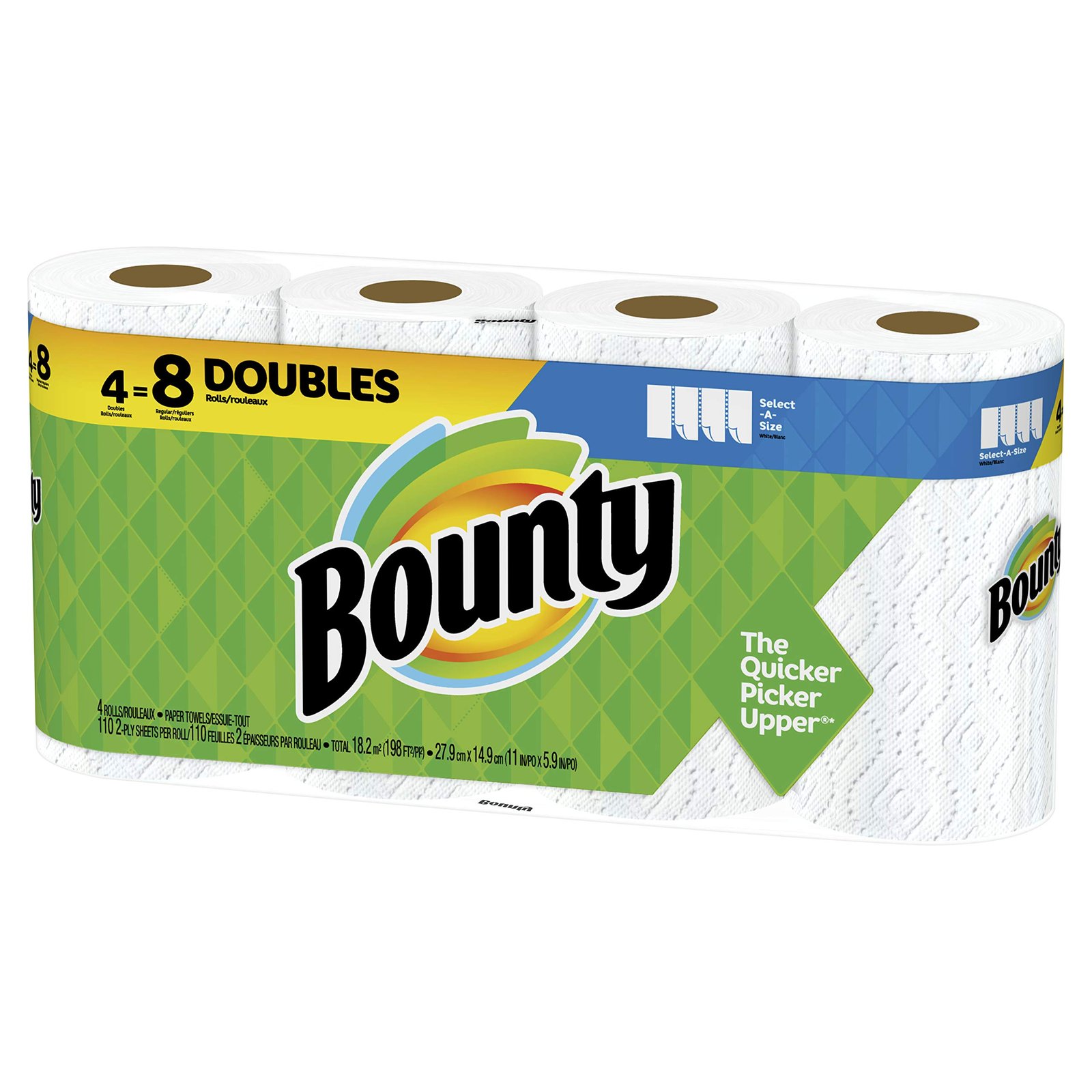 Version 1.0.0 Bounty Select-A-Size Paper Towels, White, 4 Double Rolls = 8 Regular Rolls, 4Count (Pack Of 4) - Image 1