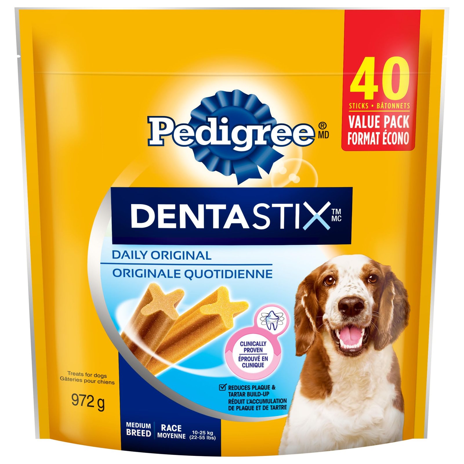 PEDIGREE DENTASTIX Oral Care Adult Dog Treats for Medium Dogs - Original, 40 Sticks