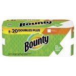 Bounty Paper Towels, White, 8 Double Plus Rolls = 20 Regular Rolls