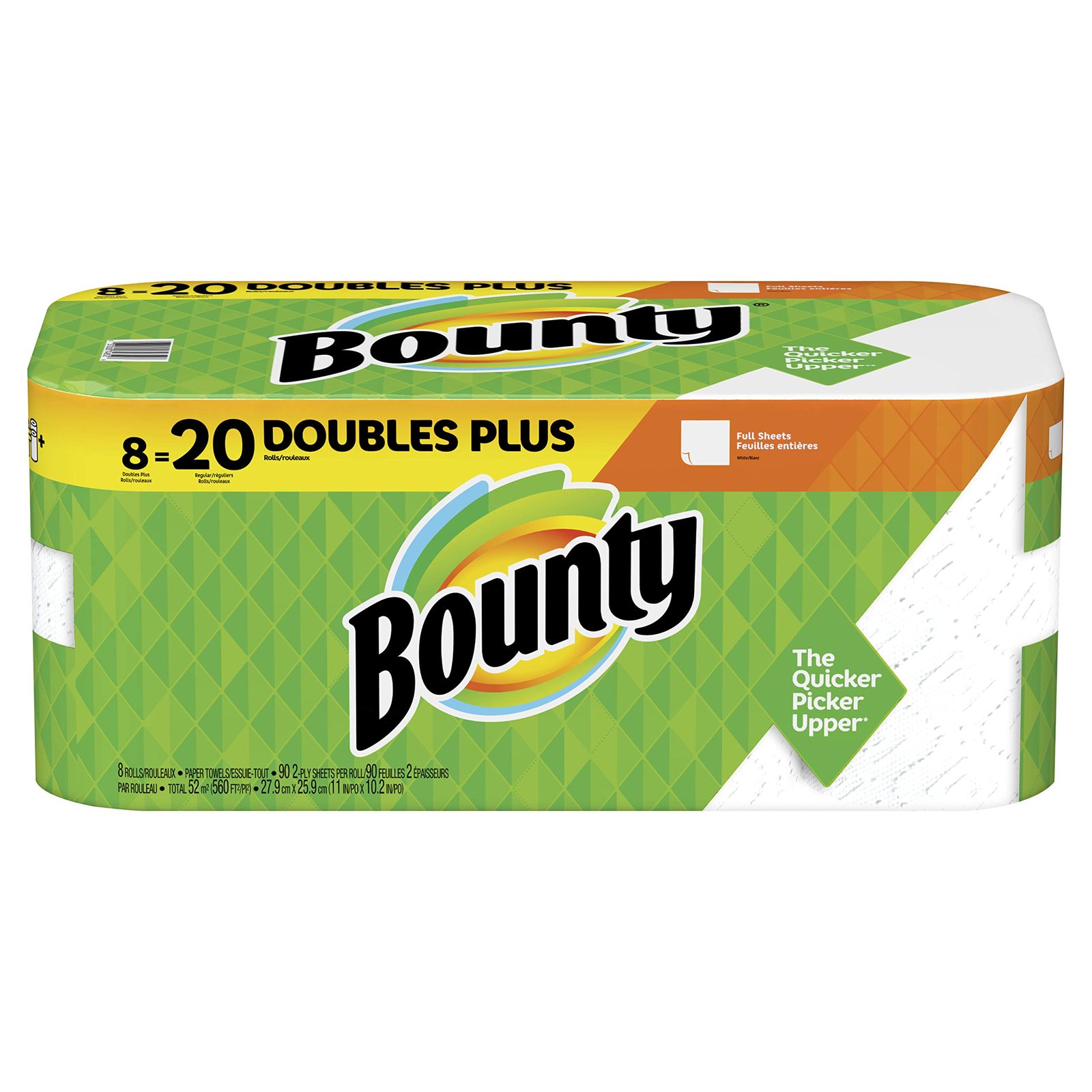 Version 1.0.0 Bounty Paper Towels, White, 8 Double Plus Rolls = 20 Regular Rolls - Image 1