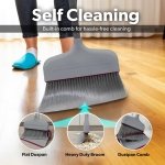 BLACK+DECKER Butler Broom & Dustpan Set - Stand-Up Design - Lightweight, Space-Saving Combo for Kitchen, Living Room, Bathroom, Lobby Floors - Home Cleaning Essential, Light Gray/Burgundy - Image 2