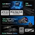 ASUS ROG Strix 1000W Platinum (Fully Modular Power Supply, 80 Plus Platinum Certified, ATX 3.1, Cybenetics Lambda A+, GaN MOSFET, GPU-First Intelligent Voltage Stabilizer, 10-Year Warranty) - Image 2